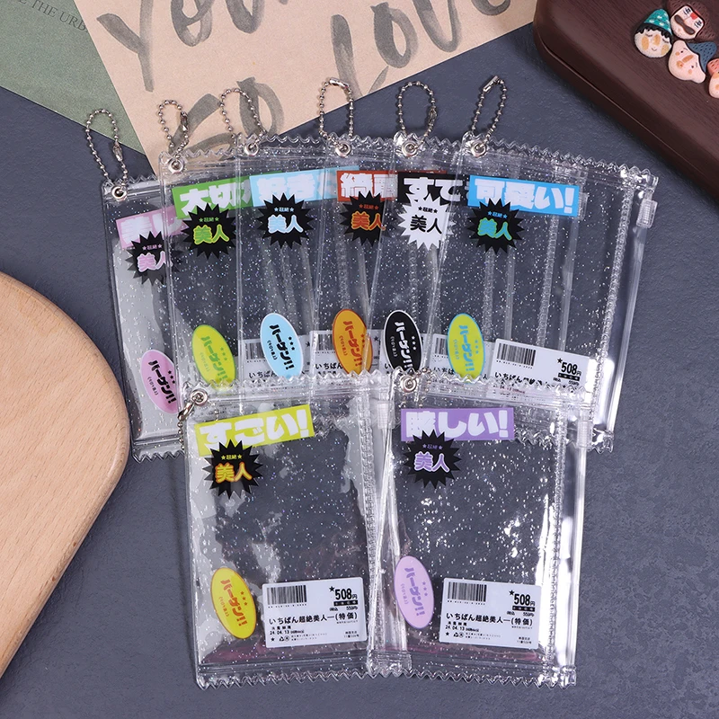 1Pc 3Inch Transparent Candy Bag Kpop Card Sleeves With Zipper PVC Photocard Holder Props Badge Card Films Game Cards Protector