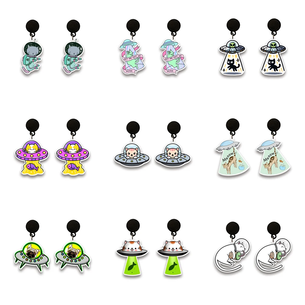 

W New Style Acrylic Earrings Space Cat New Accessories For Girls Colorful Cute Earrings Fashion Jewelry