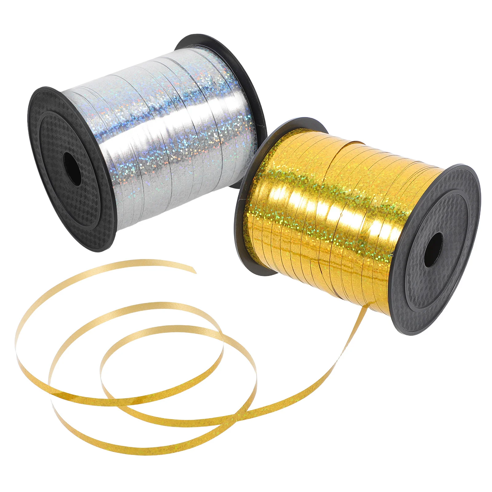 

2 Rolls Bright Balloon Ribbon Streamers Flash Decorative Packaging Bride Curling