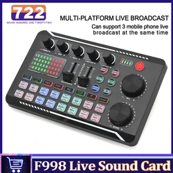 F998 Professional live Sound Card For PC Phone Live streaming Podcasting Studio Recording Gaming Audio Mixer Voice Changer