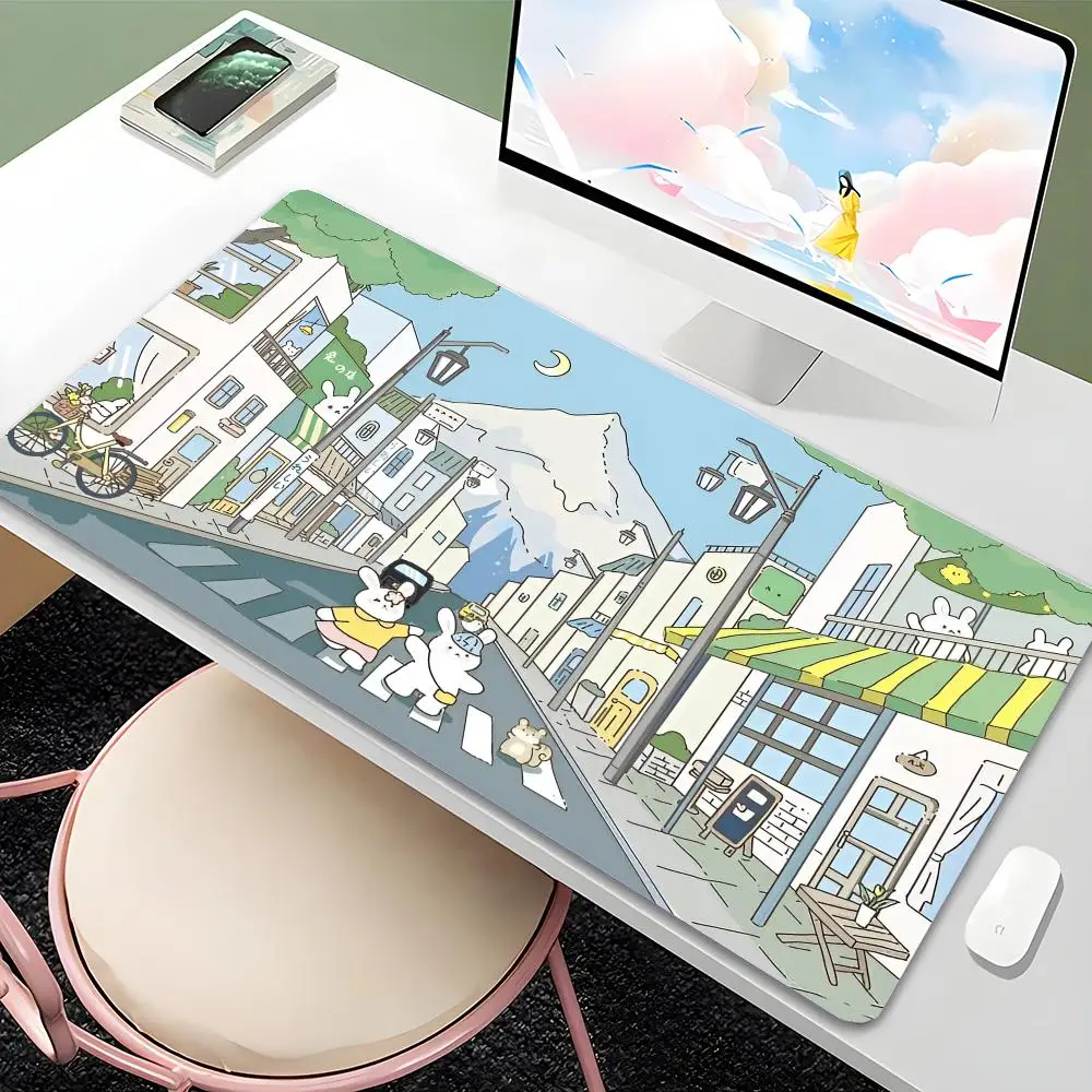 Alas Mouse Kelinci Lucu untuk Keyboard Komputer, Alas Mouse Besar, Alas Meja, Aksesoris Kantor, Alas Kabinet, Alas PC Gaming Anti Selip, Karpet HD