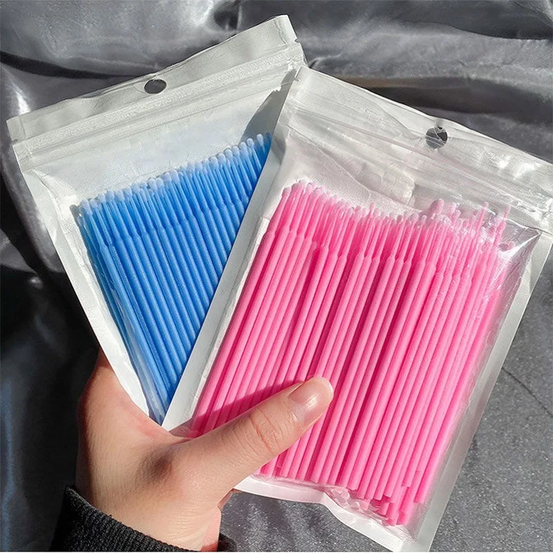 100 PCS Eyelashes Cleaning Cotton Swab Removing Makeup Applicators Wand Mascara Brush for Grafting Eyelash Cosmetic Tools Bulk