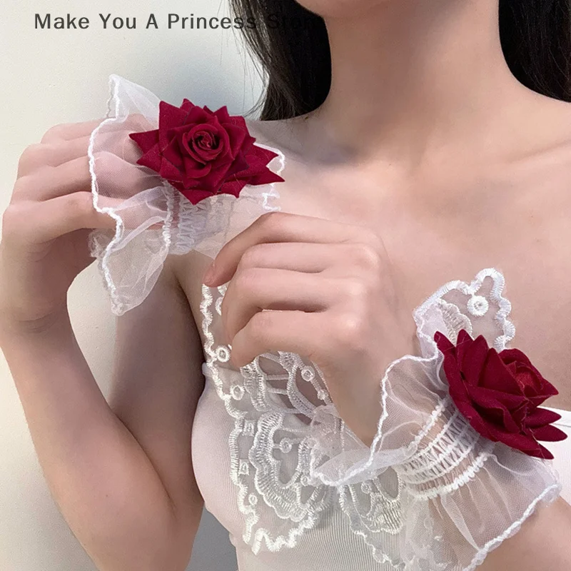 Nagelfoto Handschoen Mooie Zachte Nep Manchetten Decoratieve Kant Flare Manchetten Mode Sexy Nail Art Accessoires Fotografie Props