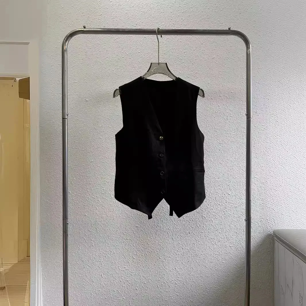 Simple Commuting French Linen Vest