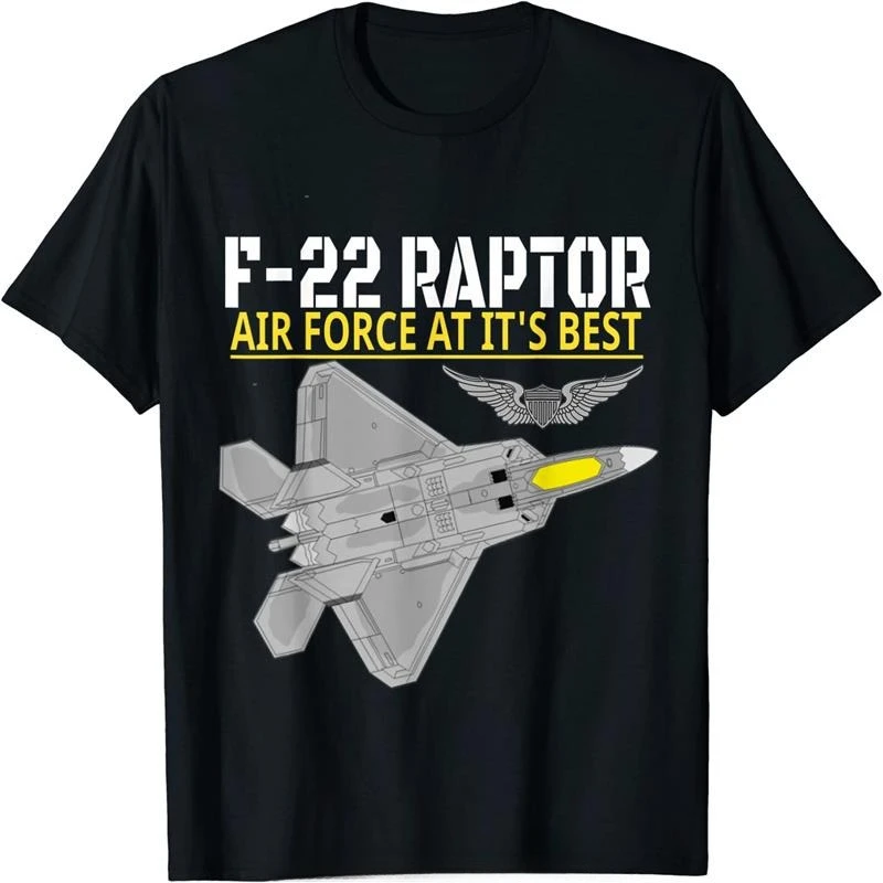 Das F-22 Raptor Air Force Aviation At It Best Herren-T-Shirt, kurzärmelig, lässig, Baumwolle, O-Ausschnitt, Sommer-T-Shirt, übergroße T-Shirts