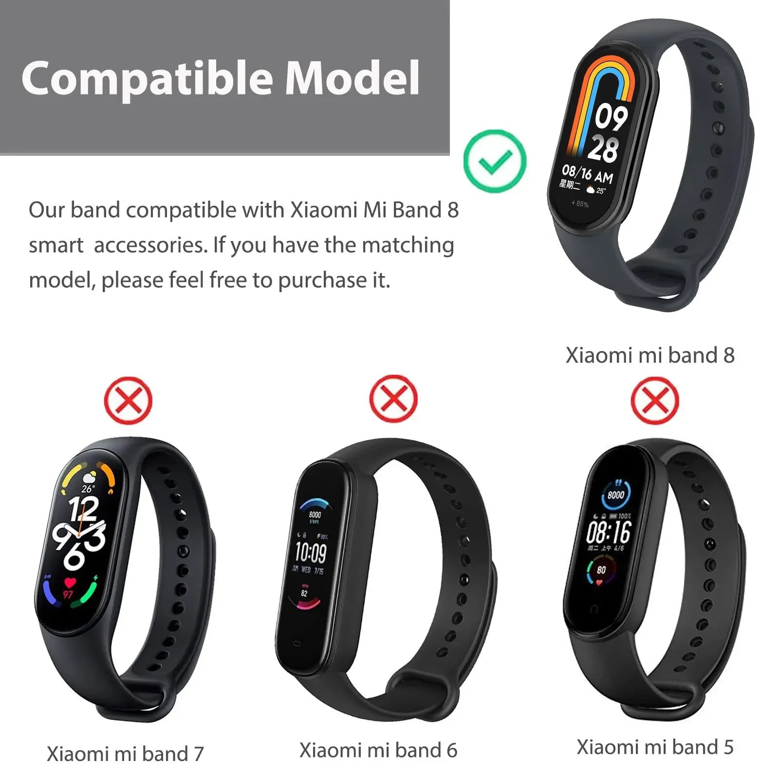 Watchbands For Xiaomi Mi Band 7 6 5 4 3 starp Wristband Silicone Bracelet Wrist Straps combination Smartwatch Accessories