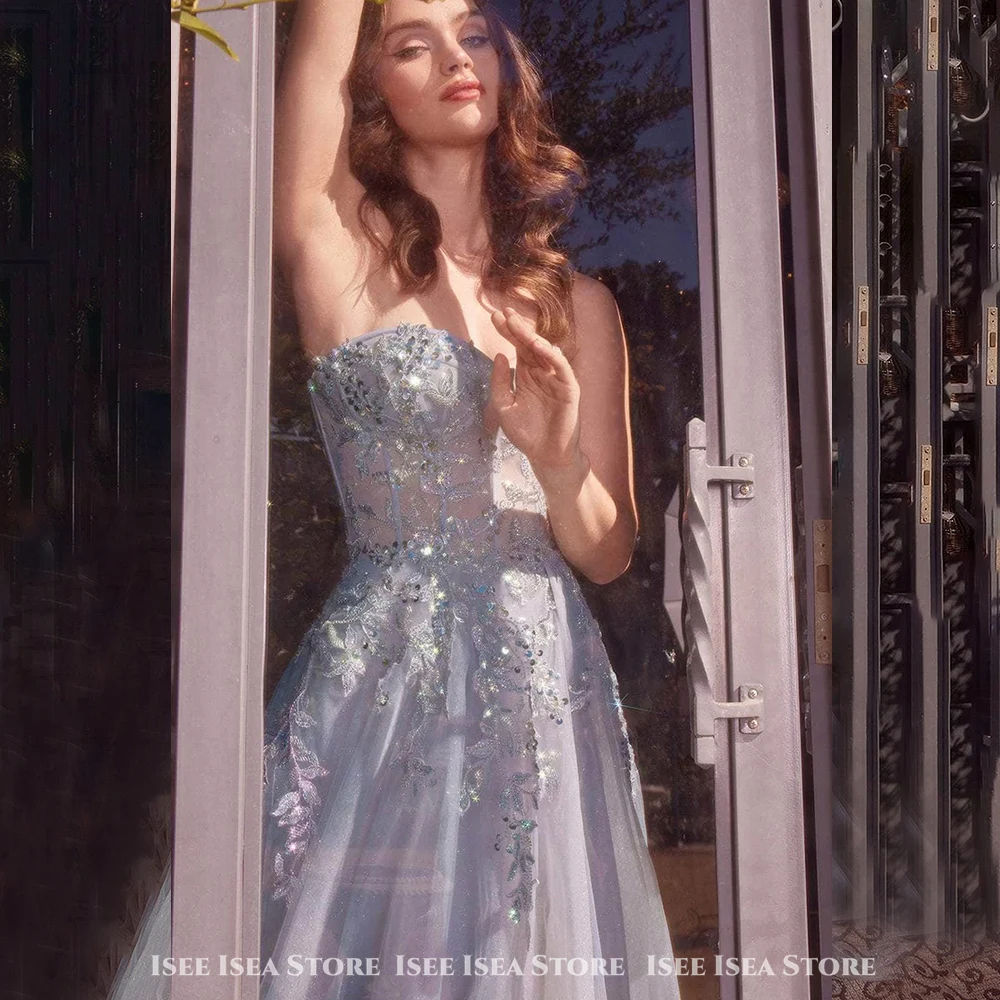 ชุดราตรีที่สวยหรูทูลกลิตเตอร์ فساتين سهرات Strapless A-Line โอกาสพิเศษชุดราตรี 2025 ที่กำหนดเอง