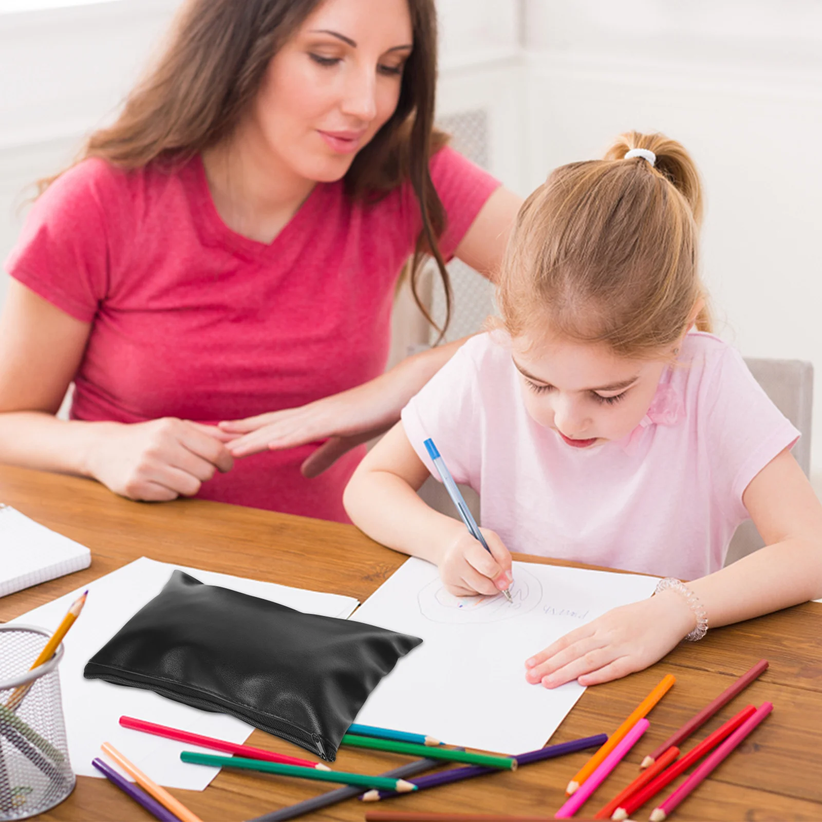 

2pcs File Bag Waterproof Document Holder Zipper Pouch Storage Organizer Portable Receipts Envelope For Office
