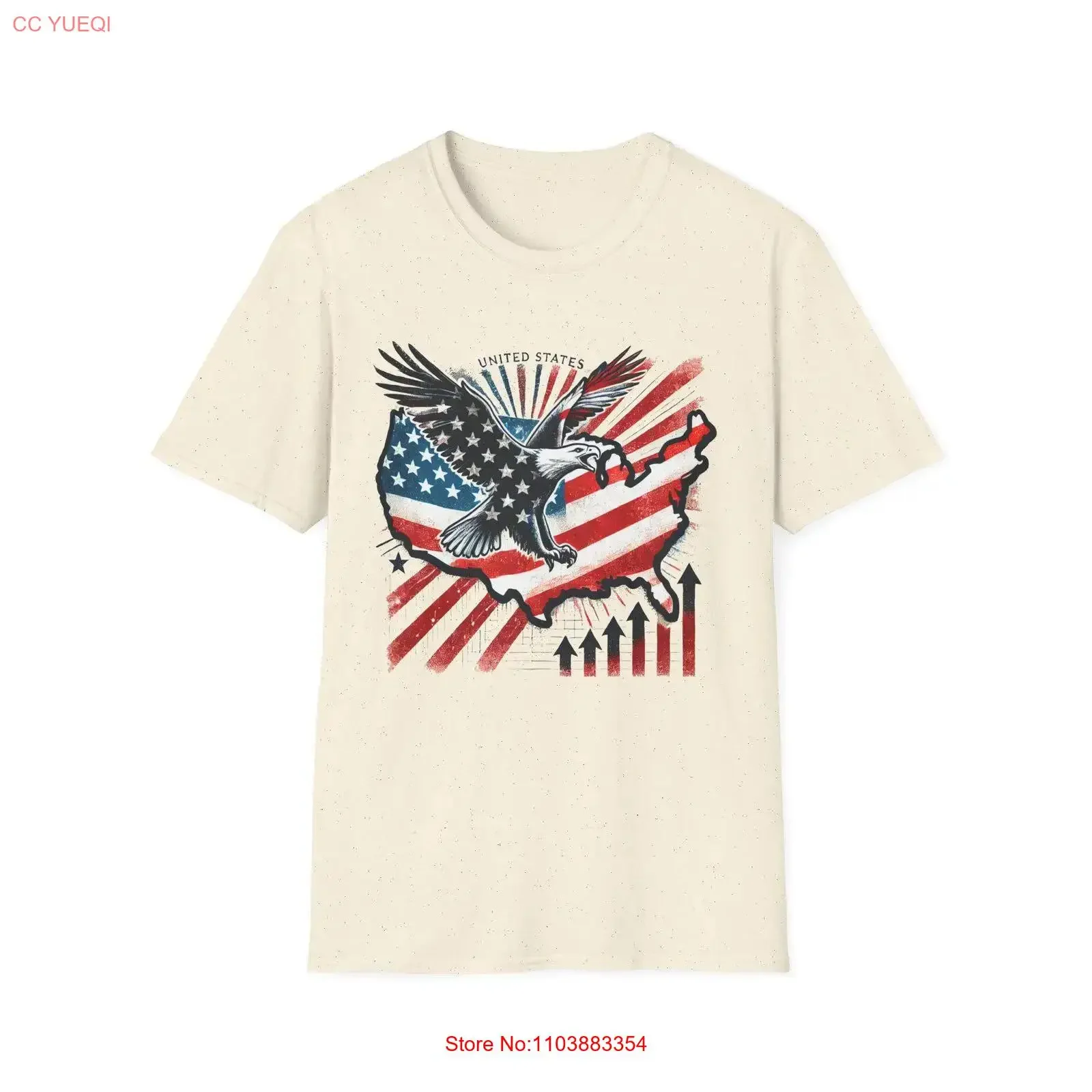 JL patriotique aigle t-shirt jour de l'indépendance USA Style Vintage économie Softstyle vintage haut délavé pour un usage quotidien homme
