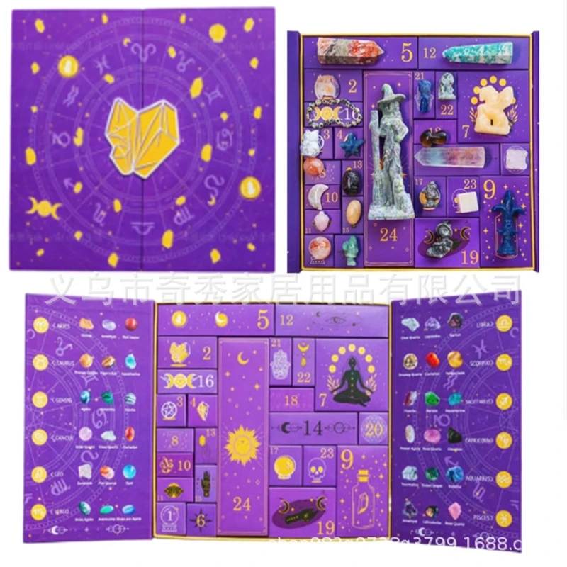 Reiki Crystal Halloween Countdown Gift Box For Home Table Decor Party Centerpiece For Women Teens Spooky Gothic Anniversary