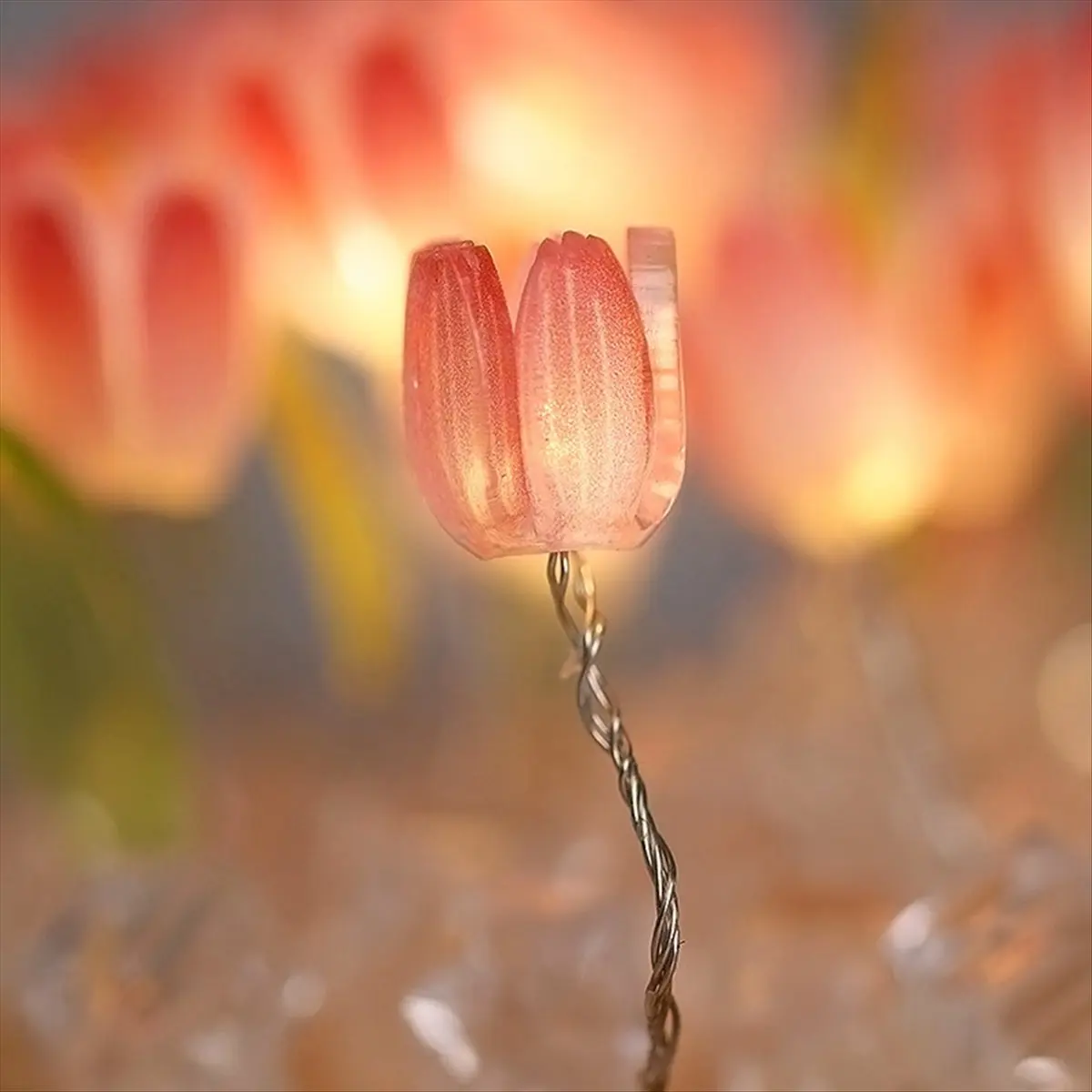 【christmas】artificial-tulip-flower-night-light-ornaments-handmade-diy-bedside-lamp-led-night-lamp-bedroom-decor-table-lamppink