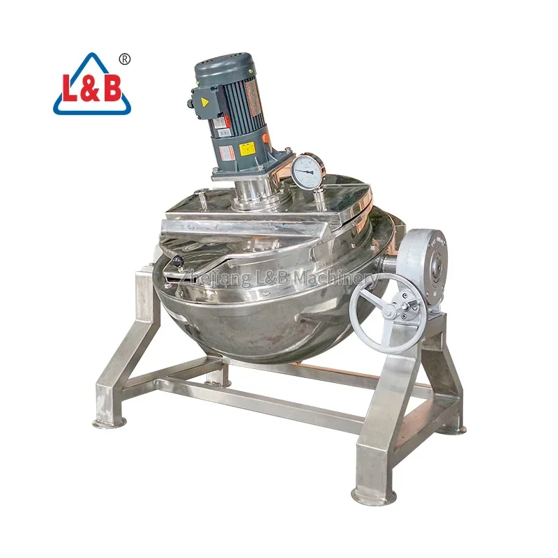 2026 nbCE certificate steam heating cooking kettle for sauce/ SS304 or SS316L jacketed kettle with agitator