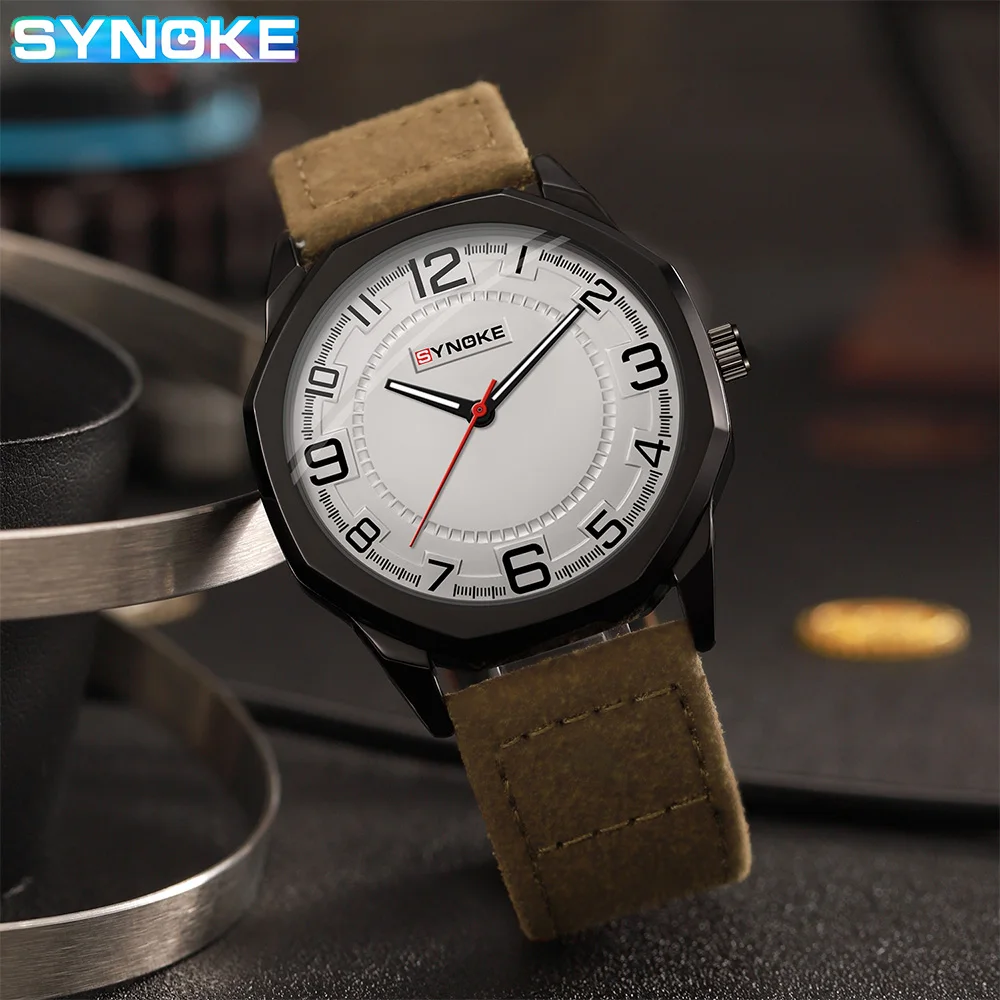 SYNOKE Men Quartz Watch Fashion Simple Business Belt Quartz Watch For Men Watch Student Wristwatch Sports Non Mechanical