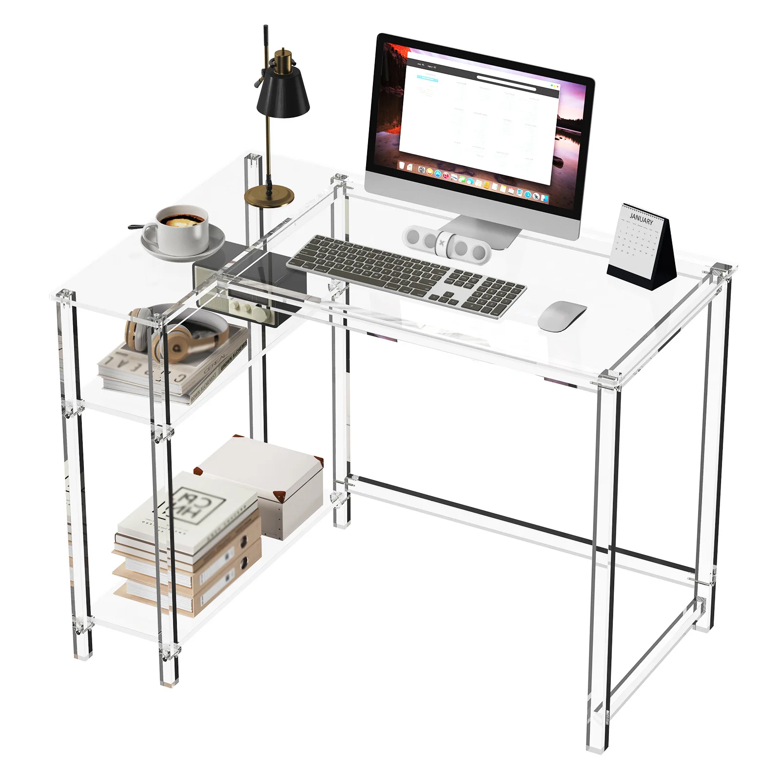 

Manufacturer spot acrylic desk workbench ins wind suspension home desk Amazon explosion can be customized