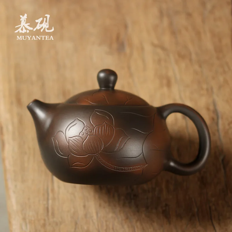 Mutaoyan Shizhong Teapot, Handmade Nixing Single Pot, Purple Clay Kung Fu Set, Main Tea Brewing Device, Ball Hole Xishi Teapot