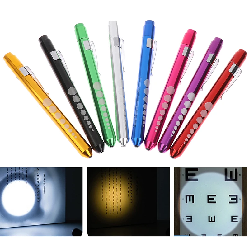 LED Flashlight Work Light First Aid Pen Light Torch Lamp Pupil Gauge Measurement Portable Medical Pen Light