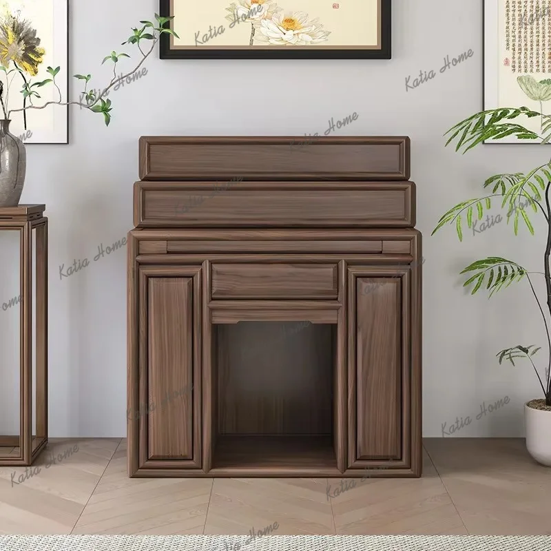 PG  three-layer solid wood offering table, incense case niche, altar cabinet, god of wealth table  hall incense case