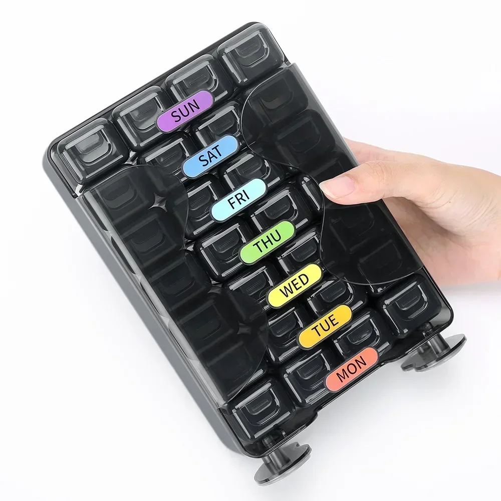 Weekly Pill Organizer 4 Times a Day Pill Organizer with Drawer Designed Large Pill Box Travel Pill Case 7 Day Medicine Case Box