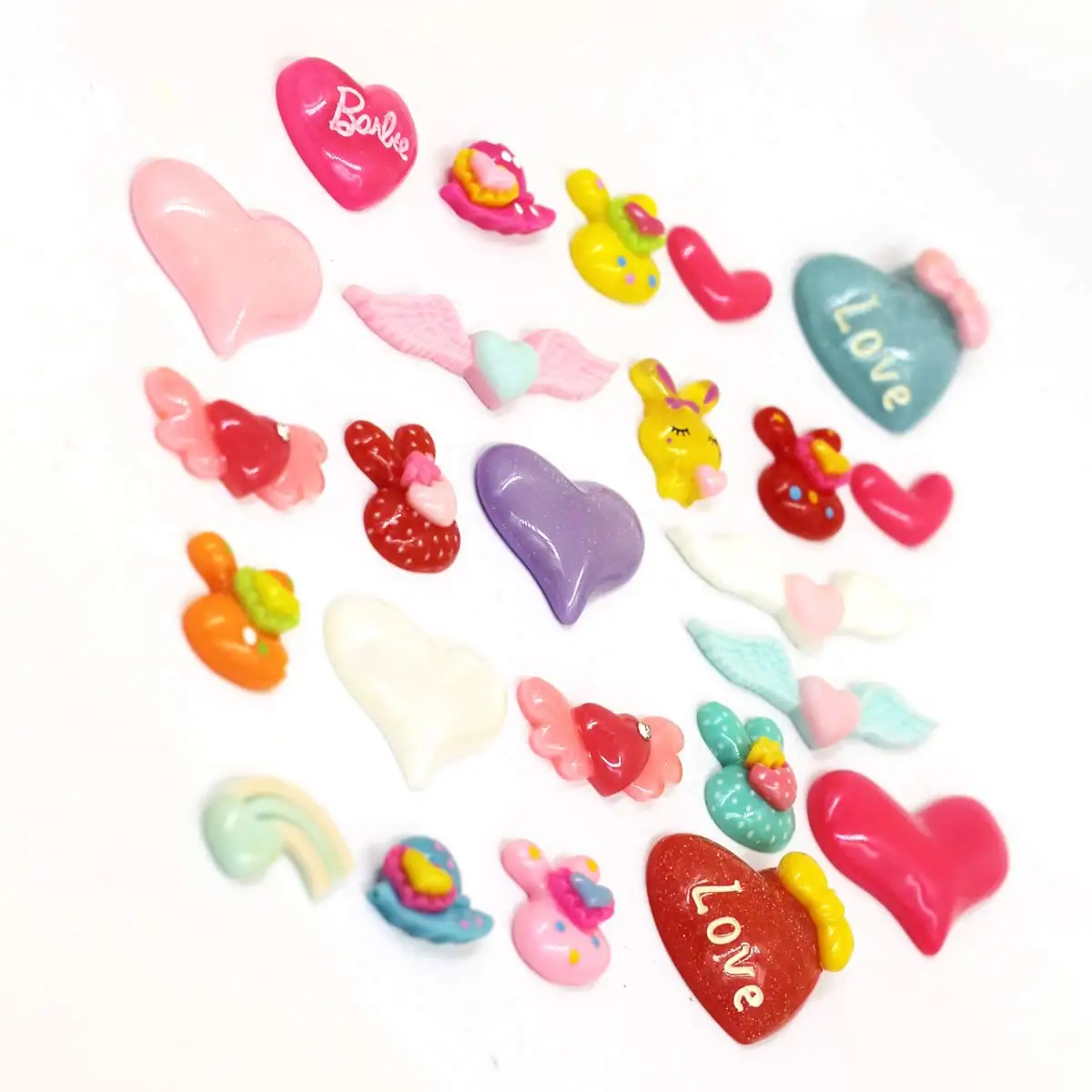 

Wholesale Mixed Love Heart Theme Charm Resin Cameos Multicolor 10-50mm Flatback Crafts Decoration Jewelry Supplies Material Pack