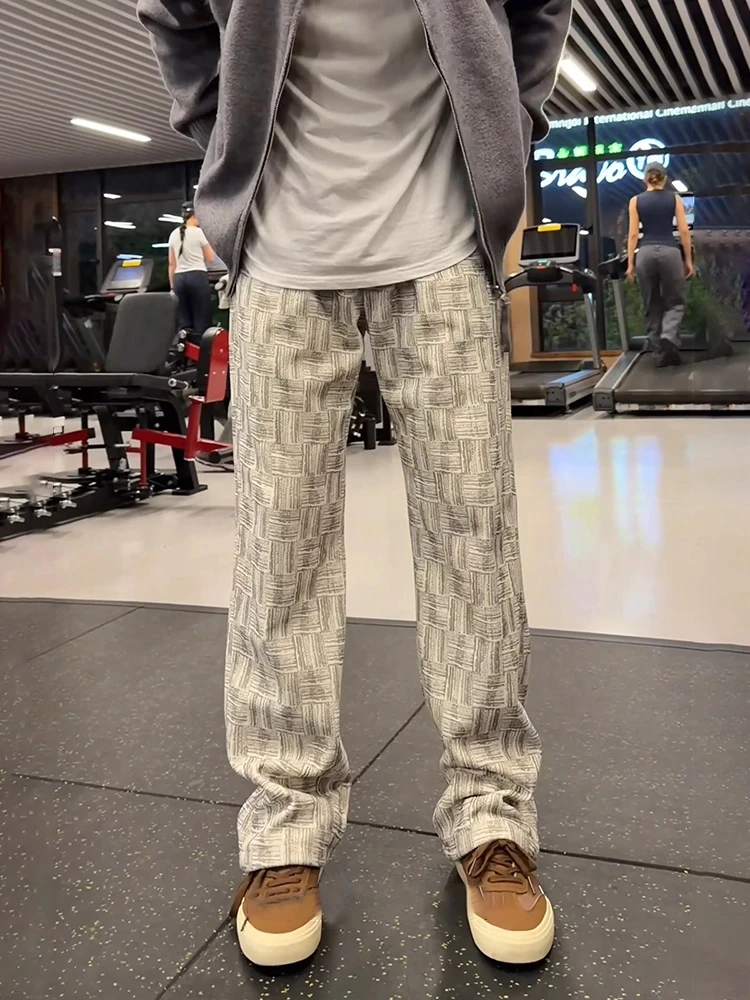 

American Sle Tie Dye Woven Corduroy Straight Leg Men's Sweatpants Thiened Sports Casual Long Trousers for Autumn Winter