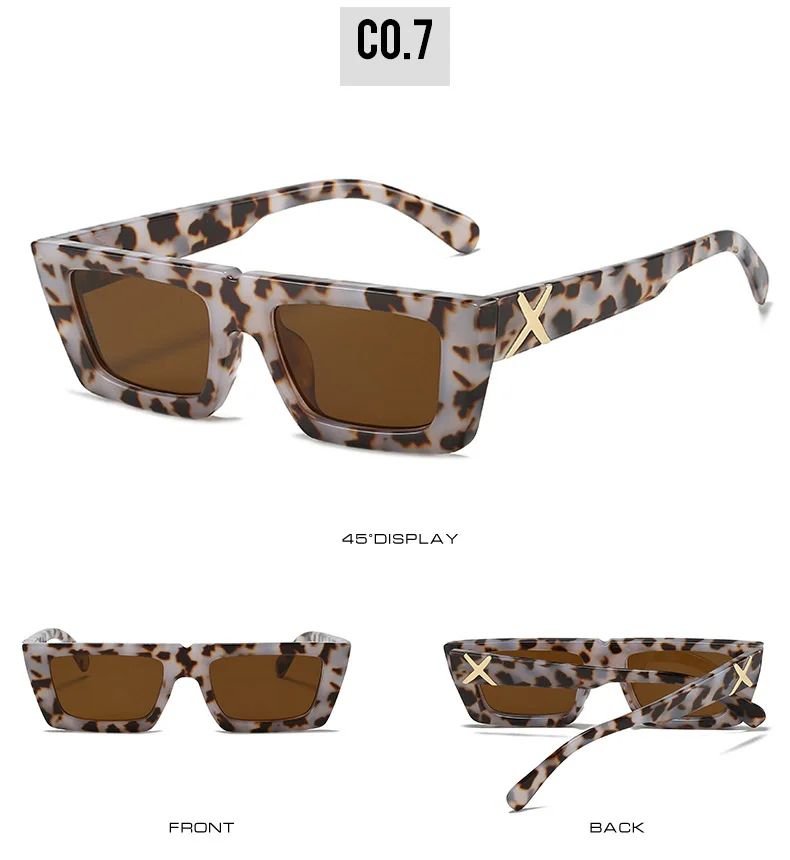 Kleine quadratische Sonnenbrille mit personalisierten Bügeln, X-Modellierung, für Damen und Herren, UV-Schutz, für den täglichen Gebrauch und Streetwear – Detail 13