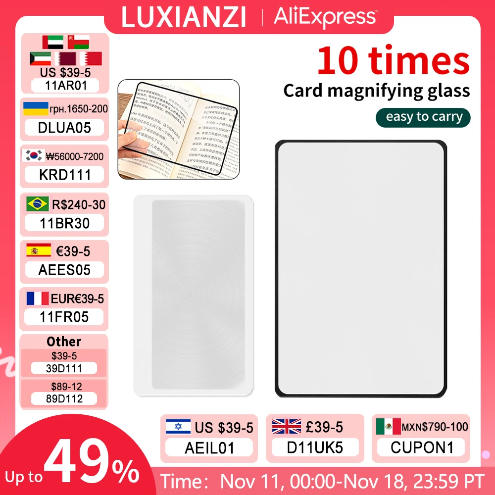 Luxianzi-pvc Lupa para Leitura de Idosos Vidro Ultra-fino Portátil Lente Fresnel Cartão Transparente 10x Pcs