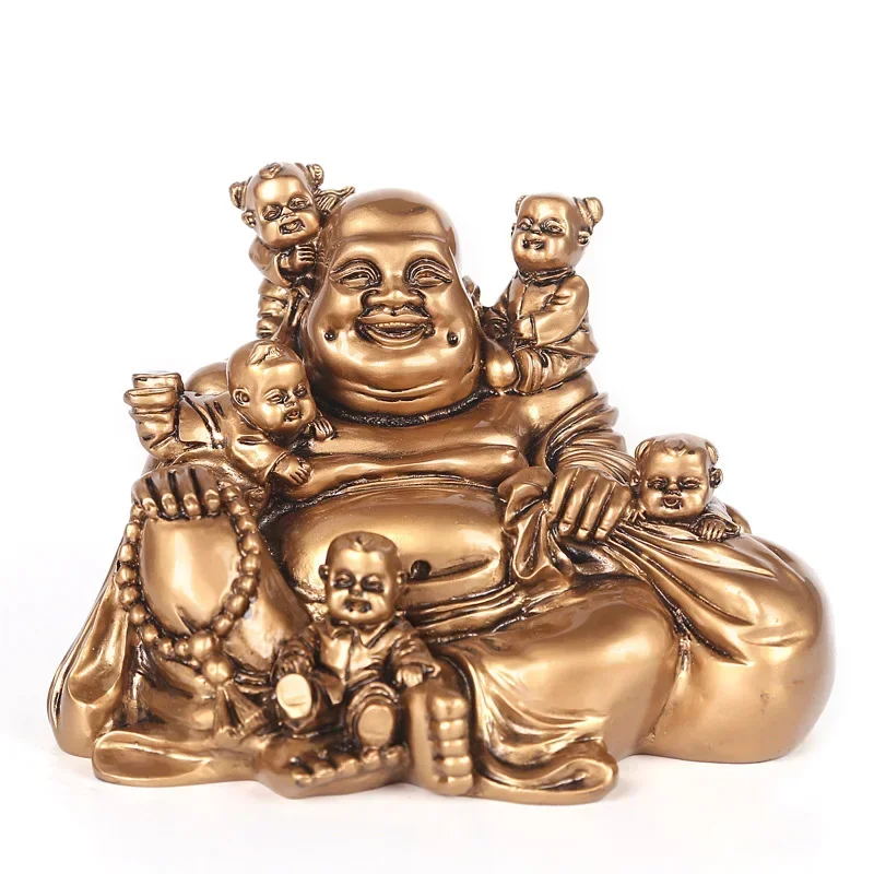 Feng Shui Maitreya Five Sons Laughing Buddha Big Belly Home Crafts Ornament Home Decor Statue