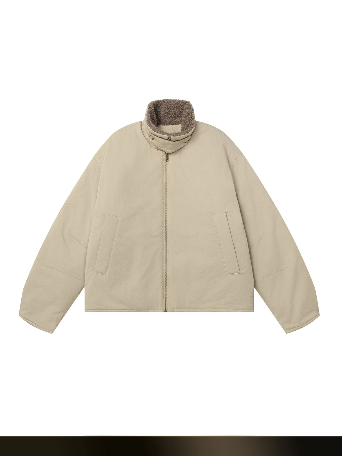 

American Retro Pure Color Simple Fur Collar Splicing Cotton Jaet Winter Cleanfit Couple Collar Cotton Coat Youth Casual o...