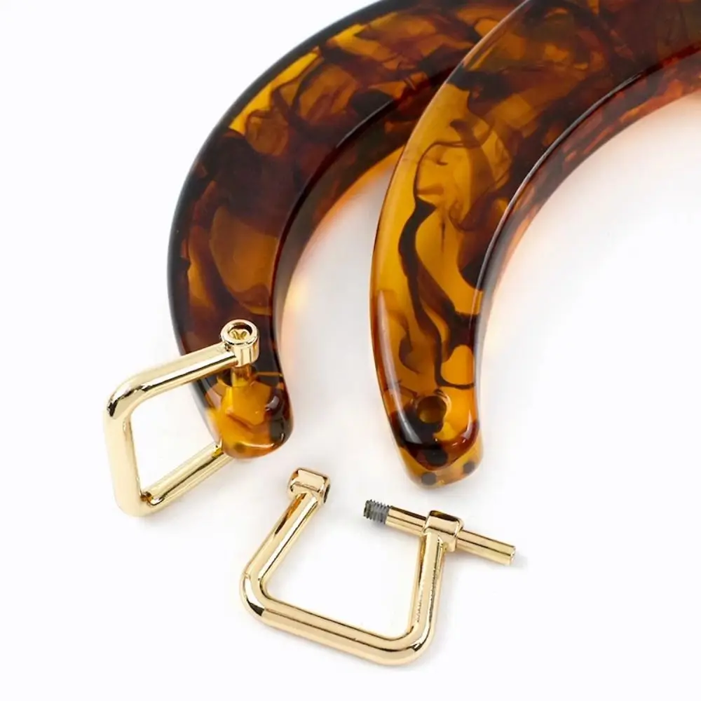 

Luxury Resin Women's Bag Handle Amber U-Shaped Handbag Handles Semi-circular with Square Buckle Tote Grip DIY Replacement