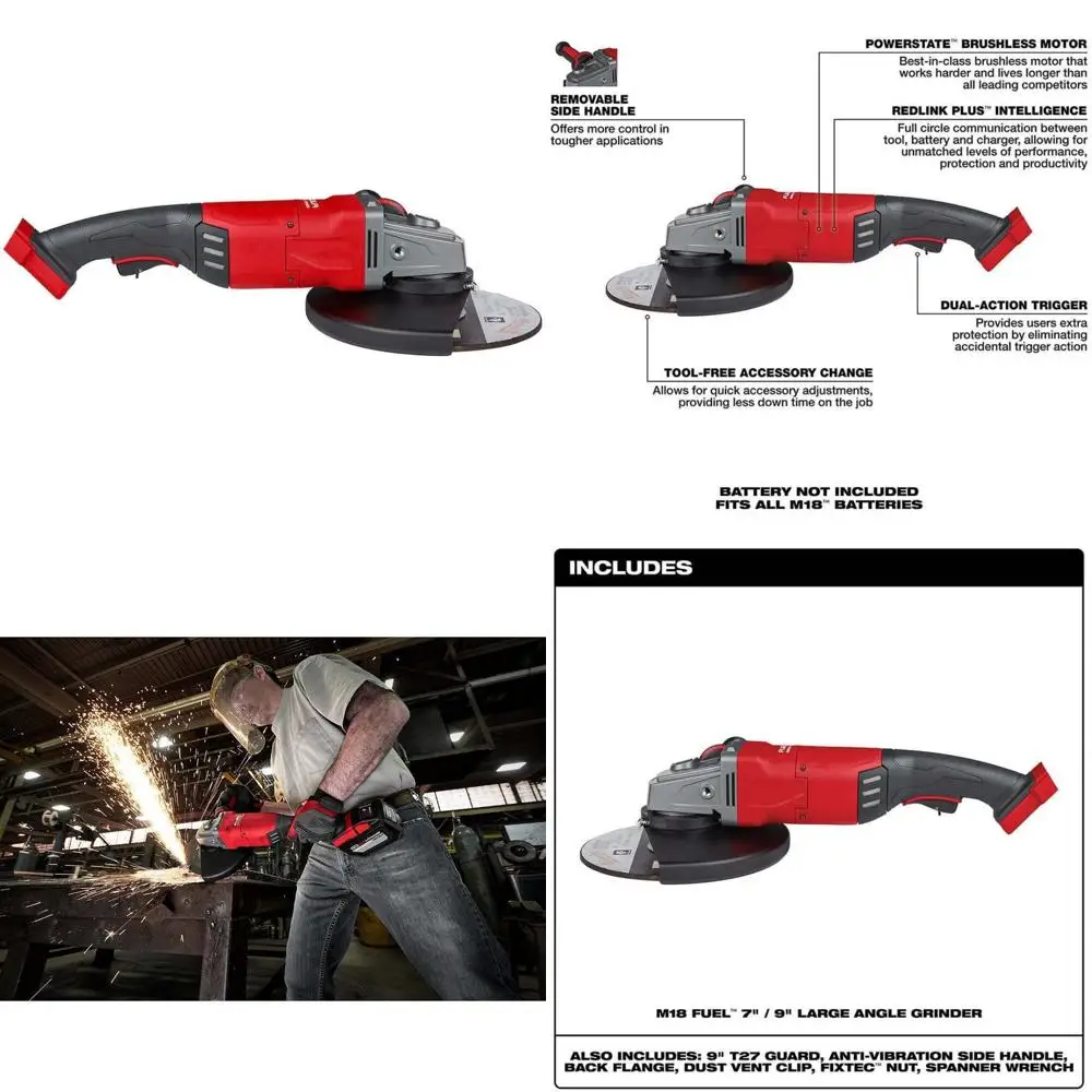 

Аккумуляторная большая угловая шлифовальная машина 18 В, 7/9 дюймов для аккумуляторов 20 В — высокопроизводительный голой инструмент с длительным сроком службы