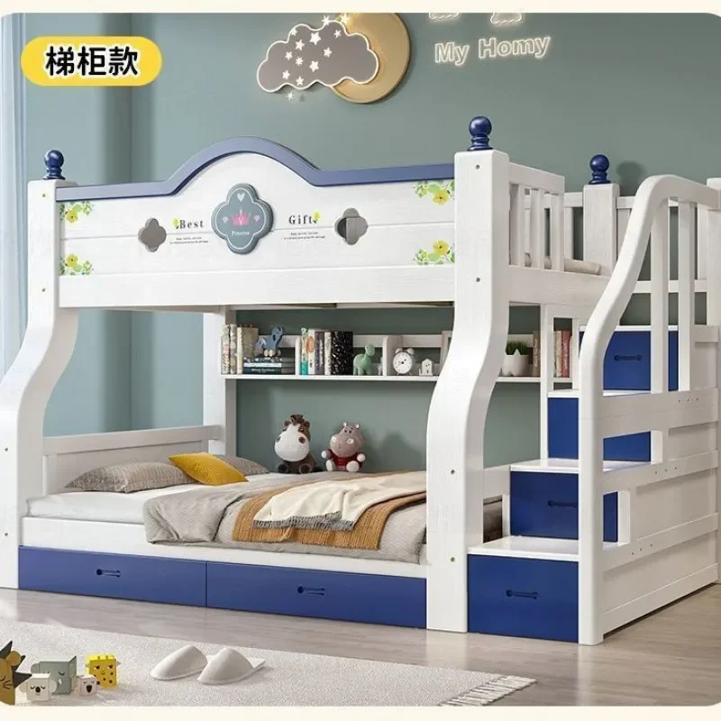 Solid Wood Bunk Bed Two Layer High Low Bed Thickened Frame for Children and Adults Parent Child Furniture view 3