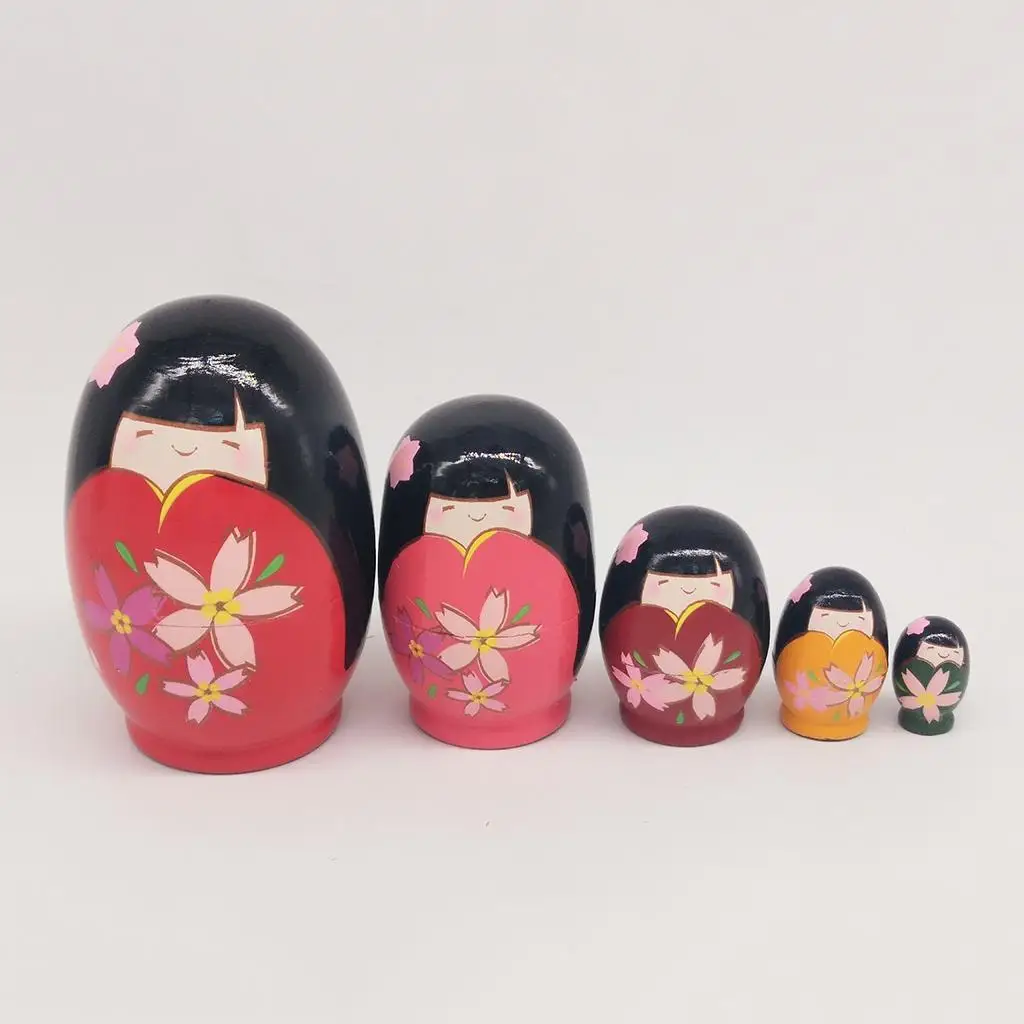 5 peças multicoloridas japonesas meninas russas bonecas matryoshka brinquedos