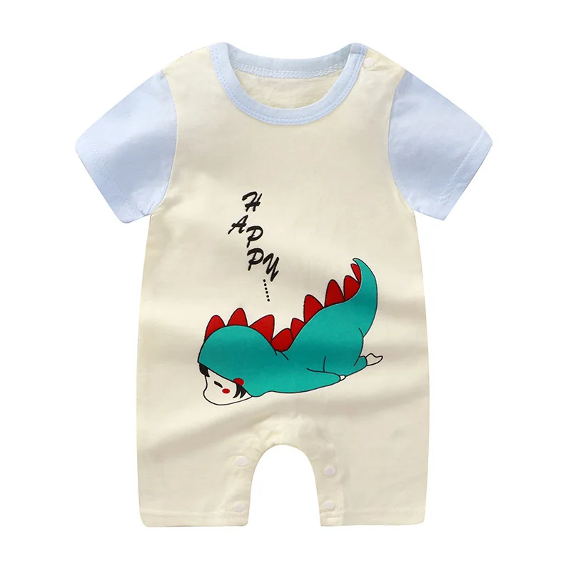 2024 New Summer Baby Clothing Newborn Boys Girls Short-sleeved Thin Section Open File Climbing Clothing Baby Jumpsuit Romper