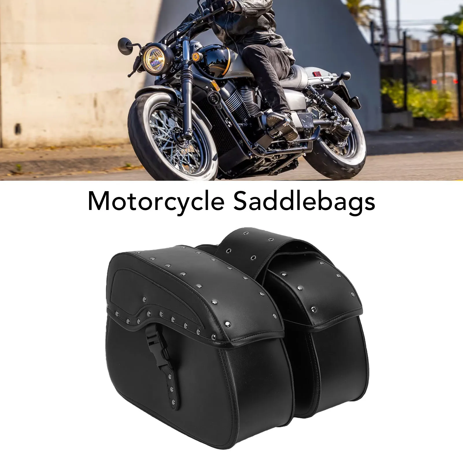 Motorcycle Saddlebags 30L Large Capacity Waterproofing Universal PU Leather Side Bags for Most Motorcycles Motorbike Saddle Bags