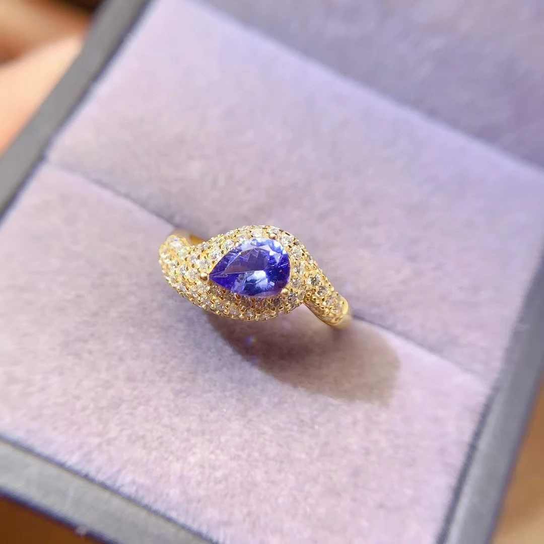 

KJJEAXCMY Fine Jewel Natural Tanzanite Women's Ring S925 Pure Silver Exquisite Inlaid High Clarity Gem Party Birthday Christmas