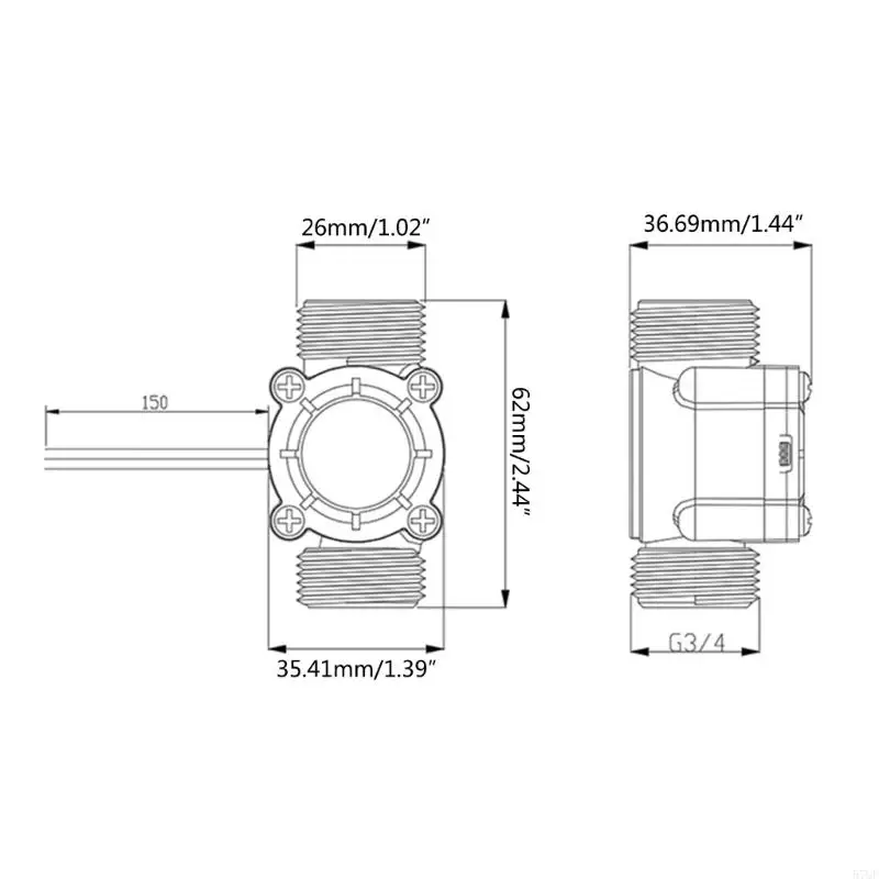 Cảm biến dòng chảy 57QF DN20 1-30L/phút Máy đo lưu lượng dòng chảy bên ngoài
