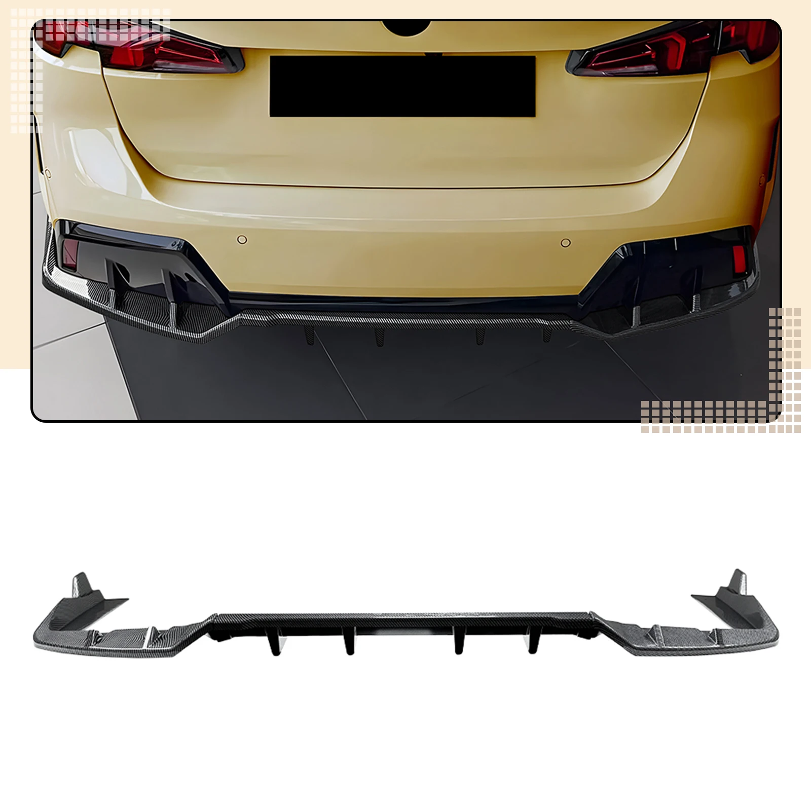 

Rear Bumper Diffuser Lip Carbon Fiber Look/Gloss Black Boot Side Splitter Spoiler Protector For BMW 2 Series F74 M Sport 2025+