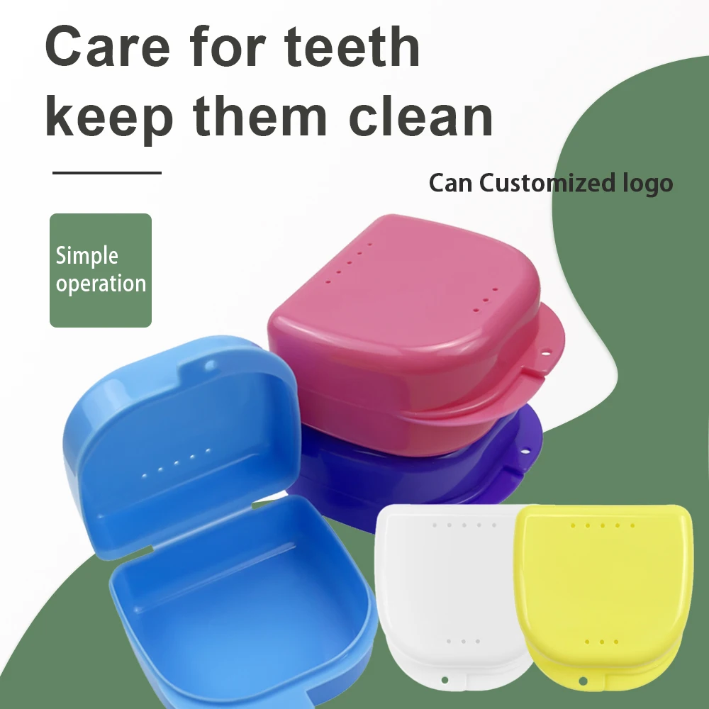 100pcs Customized Denture Storage Box Ventilation Hole Dental Supplies Tray Healthy Braces Mouthguard Container Dental Box