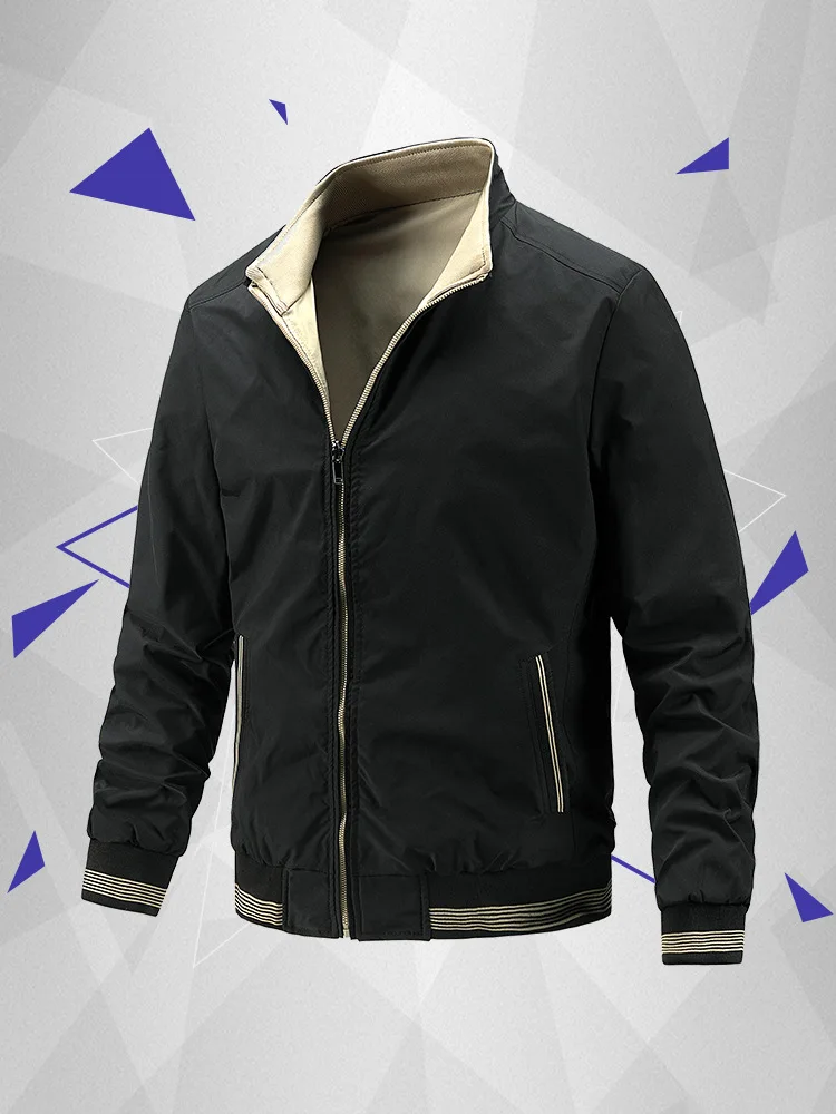 

Men's Jacket Spring and Autumn Double Sided Wear Casual Fashion Thin Coat Trend Business Men's Outwear