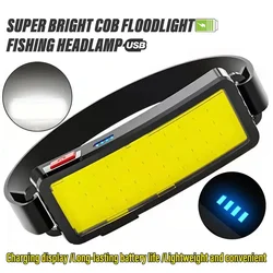 COB LED Headlamp Portable Mini Headlight Built-in Battery Flash Light USB Rechargeable Torch Lantern Camping Lamp Flashlight