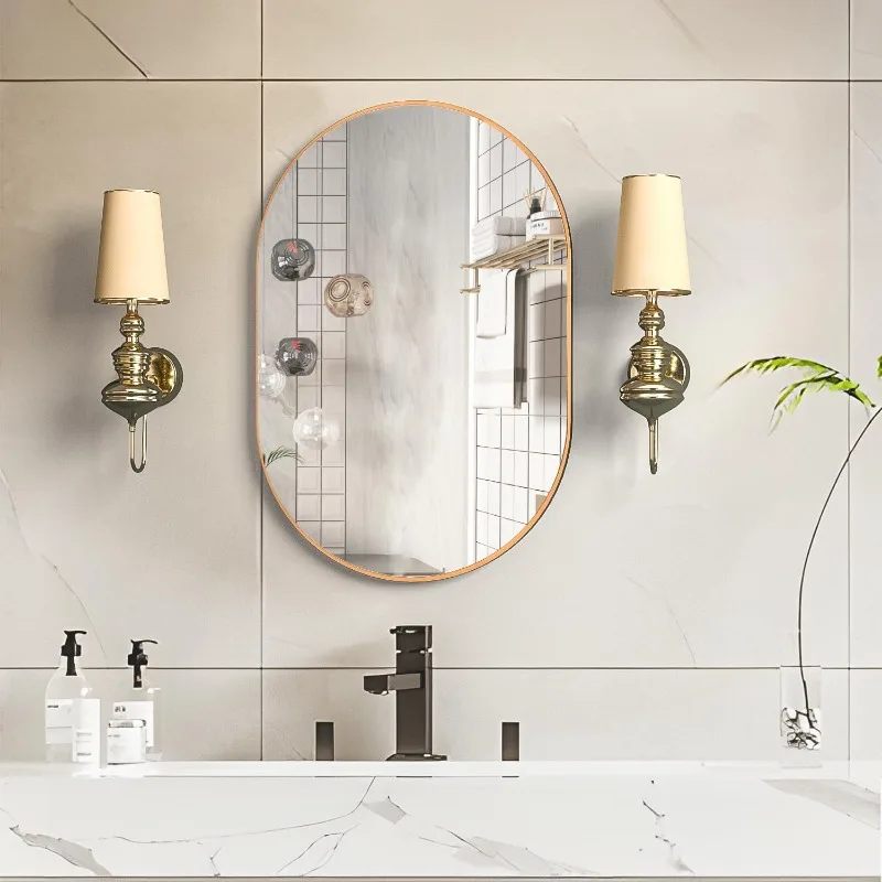 Oval Bathroom Mirror Capsule Wall Vanity Mirror, 20