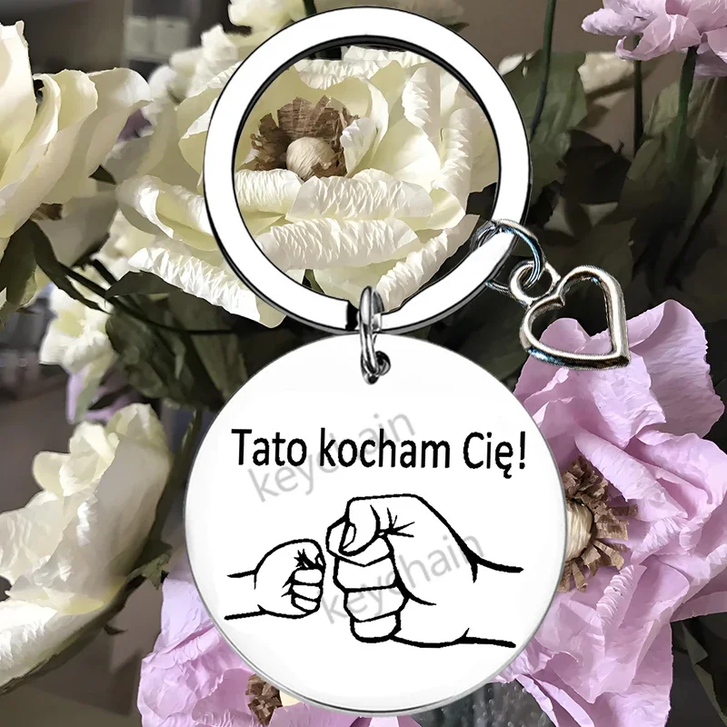 Polish Father Stepdad Papa Keychain Pendant Father's Day Daddy Dad Birthday Christmas Key Chain Keyrings
