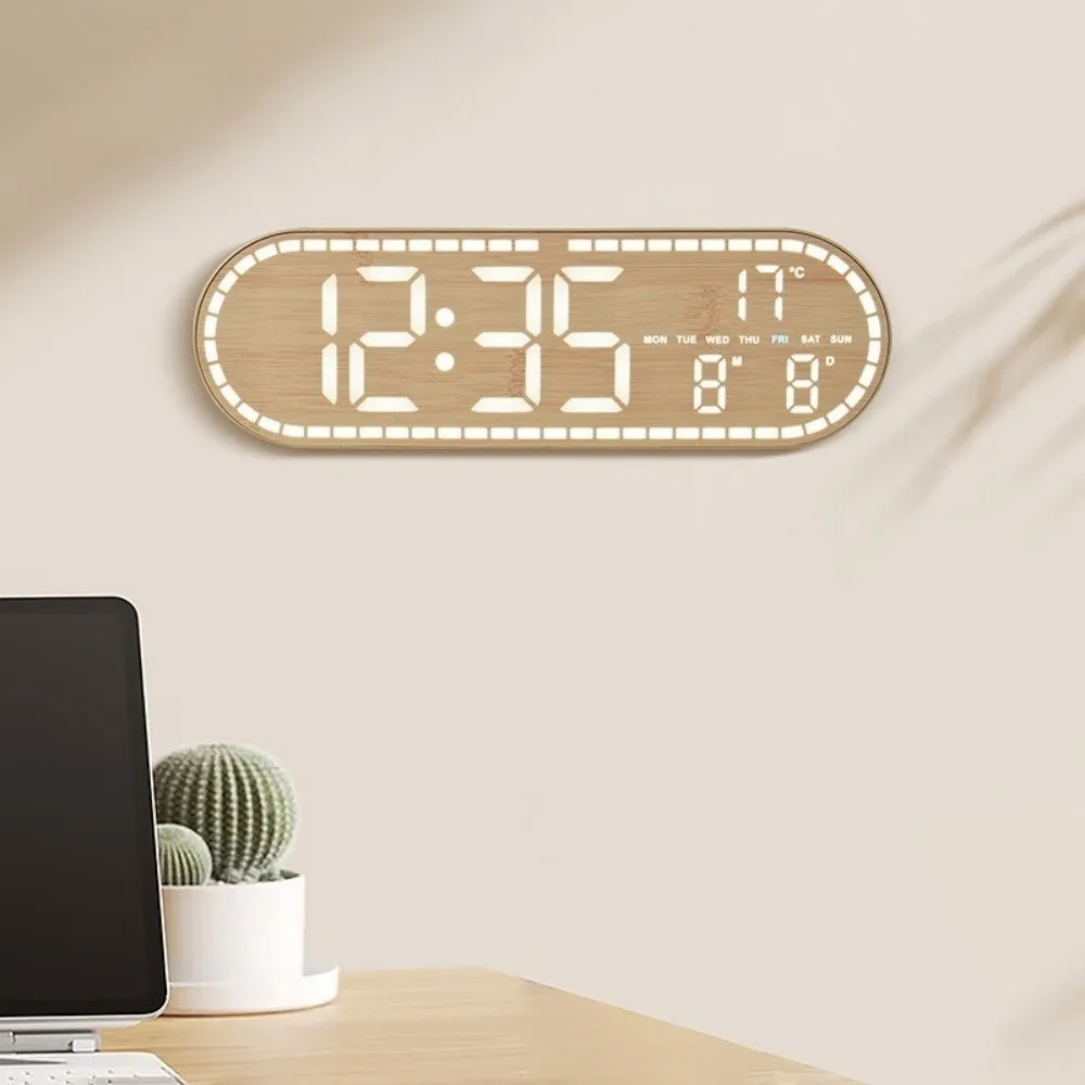 Minimalist Design Digital Wall Clock Silent Operation Lightweight Construction Alarm Clock Hanging Mount