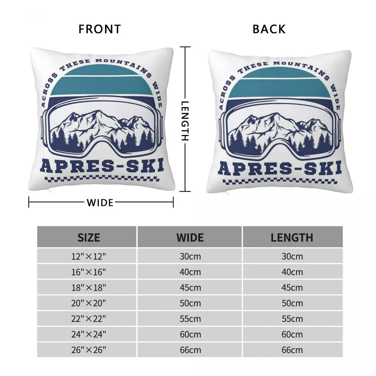 Apres Ski In Mountains Square Pillowcase Polyester Linen Velvet Pattern Zip Decor Pillow Case Car Cushion Cover 45x45