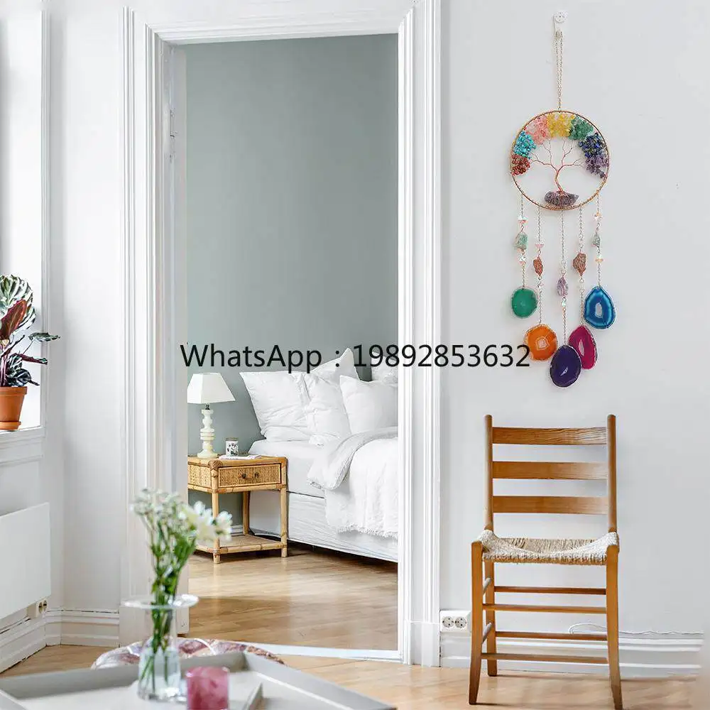 High-grade crystal gravel colored agate flakes Tree of Life wind chimes living room room decorations pendant