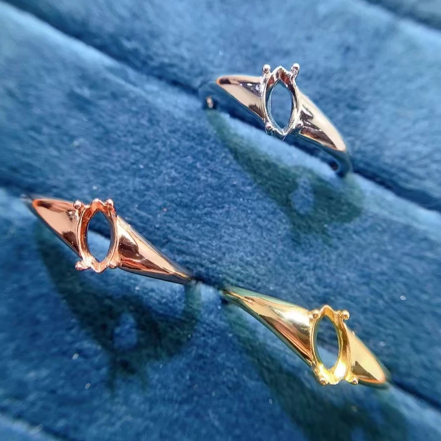 Elegant Silver Ring Setting 4mm*8mm Marquise Cut Gemstone Ring Setting for Jewelry DIY 925 Silver Jewelry Components