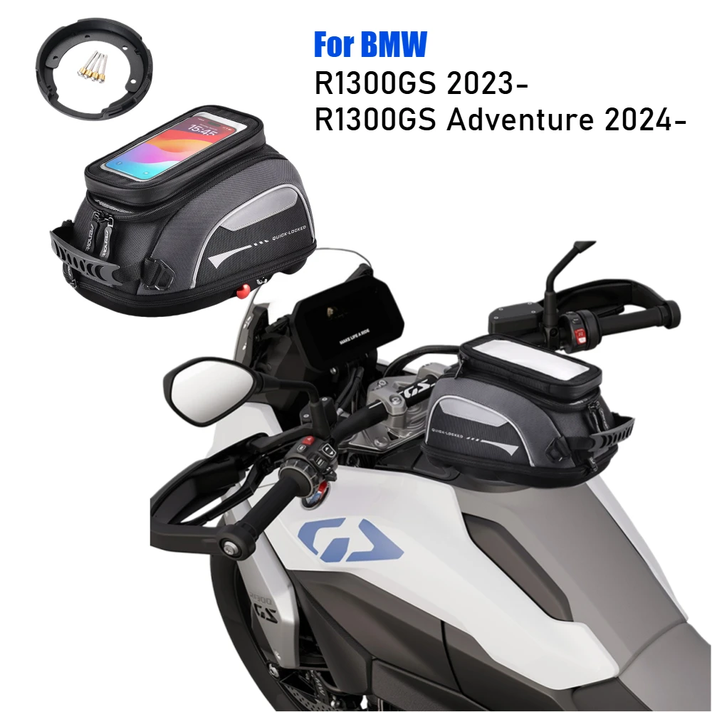 For BMW R1300GS R 1300 GS Adventure Tank Bag Luggage Backpack Racing Motorcycle Tank Front  Waterproof Bag Quick Lock Flange