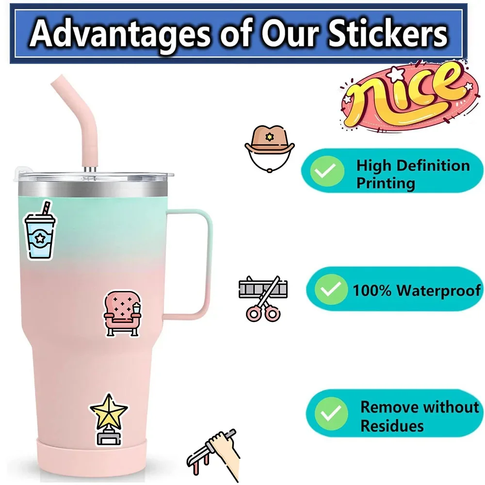 500Pcs Cartoon Waterproof Removable Vinyl Decals DIY Laptop Water Bottle Skateboard Luggage Phone Stickers