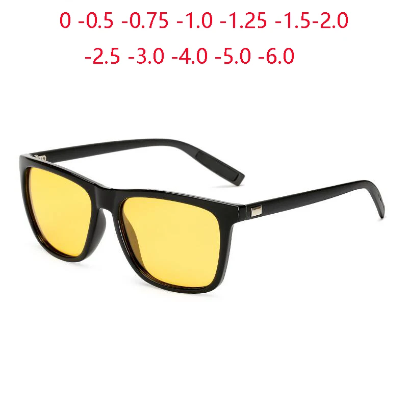 0 -0.5 -0.75 To -6.0 Night Vision Lens Square Prescription Sunglasses Men Polarized Outdoors Driving UV400 Myopia Sun Glasses