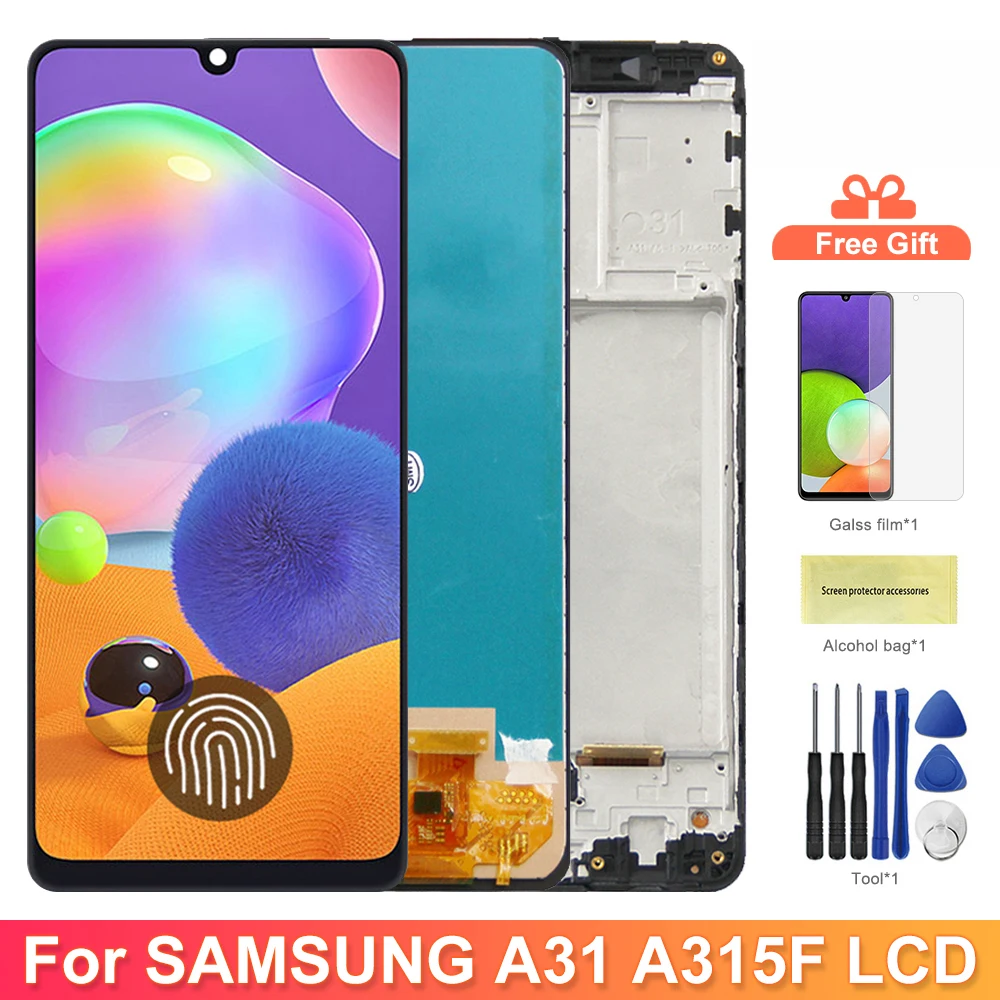 A31 A315 A315F Display Screen Replacement, for Samsung Galaxy A31 A315 LCD Display Touch Screen Digitizer Assembly with Frame